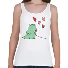 PRINTFASHION Szerelmes dínó (fiú) - Női atléta - Fehér női trikó