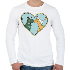 PRINTFASHION Szerelmes dínók - Férfi hosszú ujjú póló - Fehér