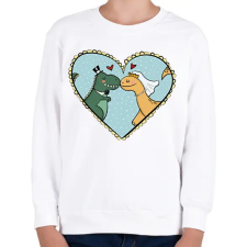 PRINTFASHION Szerelmes dínók - Gyerek pulóver - Fehér gyerek pulóver, kardigán