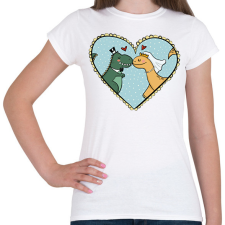 PRINTFASHION Szerelmes dínók - Női póló - Fehér női póló