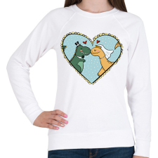 PRINTFASHION Szerelmes dínók - Női pulóver - Fehér női pulóver, kardigán