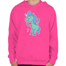 PRINTFASHION Szerelmes egyszarvú - Gyerek kapucnis pulóver - Fukszia
