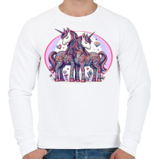 PRINTFASHION Szerelmes egyszarvú pár - Férfi pulóver - Fehér férfi pulóver, kardigán