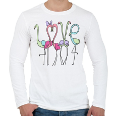 PRINTFASHION Szerelmes flamingok - Férfi hosszú ujjú póló - Fehér