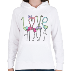 PRINTFASHION Szerelmes flamingok - Női kapucnis pulóver - Fehér