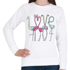 PRINTFASHION Szerelmes flamingok - Női pulóver - Fehér női pulóver, kardigán