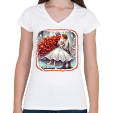PRINTFASHION Szerelmes hercegnő - Női V-nyakú póló - Fehér női póló