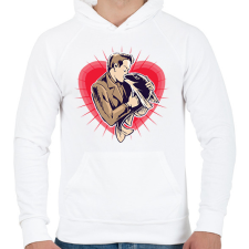 PRINTFASHION Szerelmes horgász - Férfi kapucnis pulóver - Fehér férfi pulóver, kardigán