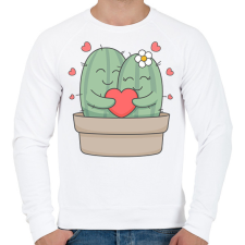 PRINTFASHION Szerelmes kaktusz - Férfi pulóver - Fehér férfi pulóver, kardigán