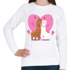 PRINTFASHION Szerelmes láma - Női pulóver - Fehér női pulóver, kardigán