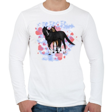 PRINTFASHION szerelmes lovak - Férfi hosszú ujjú póló - Fehér
