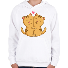 PRINTFASHION Szerelmes macskák - Gyerek kapucnis pulóver - Fehér gyerek pulóver, kardigán
