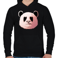 PRINTFASHION Szerelmes panda - Férfi kapucnis pulóver - Fekete férfi pulóver, kardigán
