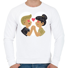 PRINTFASHION Szerelmes pár - Férfi pulóver - Fehér férfi pulóver, kardigán