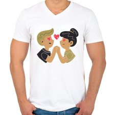 PRINTFASHION Szerelmes pár - Férfi V-nyakú póló - Fehér férfi póló