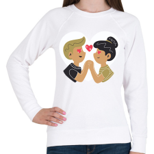 PRINTFASHION Szerelmes pár - Női pulóver - Fehér női pulóver, kardigán