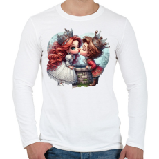 PRINTFASHION Szerelmes puszi - Férfi hosszú ujjú póló - Fehér