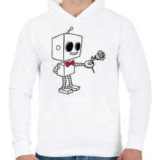 PRINTFASHION Szerelmes robot - férfi - Férfi kapucnis pulóver - Fehér férfi pulóver, kardigán