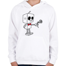 PRINTFASHION Szerelmes robot - férfi - Gyerek kapucnis pulóver - Fehér gyerek pulóver, kardigán