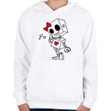PRINTFASHION Szerelmes robot - női - Gyerek kapucnis pulóver - Fehér gyerek pulóver, kardigán