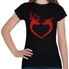 PRINTFASHION Szerelmes szarvasok - Női póló - Fekete