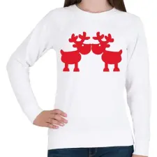 PRINTFASHION Szerelmes szarvasok - Női pulóver - Fehér női pulóver, kardigán