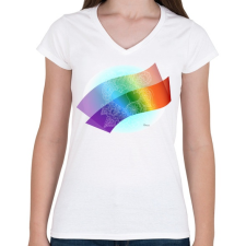 PRINTFASHION Szerelmes szivek2 - Női V-nyakú póló - Fehér női póló