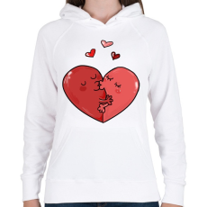 PRINTFASHION Szerelmes szívek - Női kapucnis pulóver - Fehér