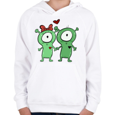 PRINTFASHION Szerelmes ufók - Gyerek kapucnis pulóver - Fehér gyerek pulóver, kardigán