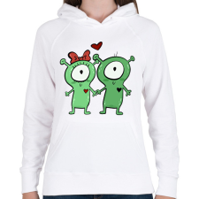 PRINTFASHION Szerelmes ufók - Női kapucnis pulóver - Fehér női pulóver, kardigán