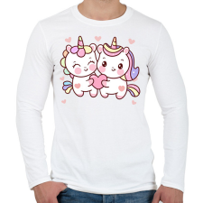PRINTFASHION Szerelmes unikornisok - Férfi hosszú ujjú póló - Fehér férfi póló