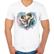 PRINTFASHION Szerelmespár - Férfi V-nyakú póló - Fehér