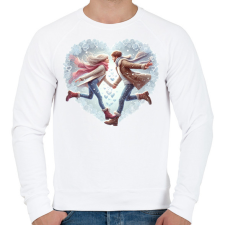 PRINTFASHION Szerelmespár télen - Férfi pulóver - Fehér férfi pulóver, kardigán