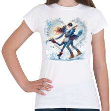 PRINTFASHION Szerelmespár télen - Női póló - Fehér női póló