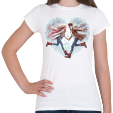 PRINTFASHION Szerelmespár télen - Női póló - Fehér