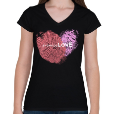 PRINTFASHION Szerelmi ígéret - Női V-nyakú póló - Fekete