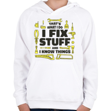 PRINTFASHION Szerelő - Gyerek kapucnis pulóver - Fehér gyerek pulóver, kardigán