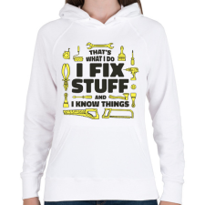 PRINTFASHION Szerelő - Női kapucnis pulóver - Fehér női pulóver, kardigán