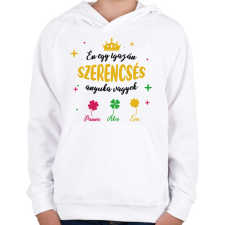 PRINTFASHION Szerencsés anyuka - Gyerek kapucnis pulóver - Fehér gyerek pulóver, kardigán