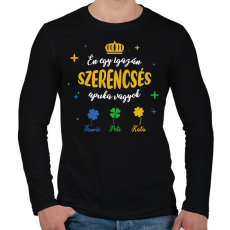 PRINTFASHION Szerencsés apuka - Férfi hosszú ujjú póló - Fekete