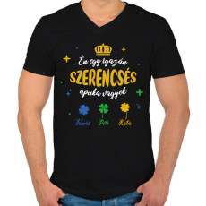 PRINTFASHION Szerencsés apuka - Férfi V-nyakú póló - Fekete