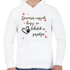 PRINTFASHION Szerencsés vagyok másolata - Férfi kapucnis pulóver - Fehér férfi pulóver, kardigán