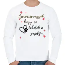 PRINTFASHION Szerencsés vagyok másolata - Férfi pulóver - Fehér férfi pulóver, kardigán