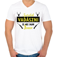 PRINTFASHION Szeretek vadászni - Férfi V-nyakú póló - Fehér