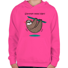 PRINTFASHION Szeretek veled lógni - Gyerek kapucnis pulóver - Fukszia