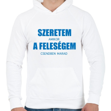 PRINTFASHION Szeretem a feleségem - Férfi kapucnis pulóver - Fehér férfi pulóver, kardigán