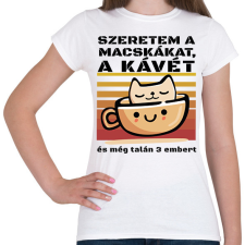 PRINTFASHION Szeretem a macskákat és még talán 3 embert - Női póló - Fehér női póló