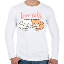 PRINTFASHION Szeretem a macskákat - Férfi hosszú ujjú póló - Fehér férfi póló