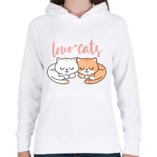 PRINTFASHION Szeretem a macskákat - Női kapucnis pulóver - Fehér