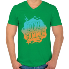 PRINTFASHION Szeretem a nyarat - Férfi V-nyakú póló - Zöld férfi póló